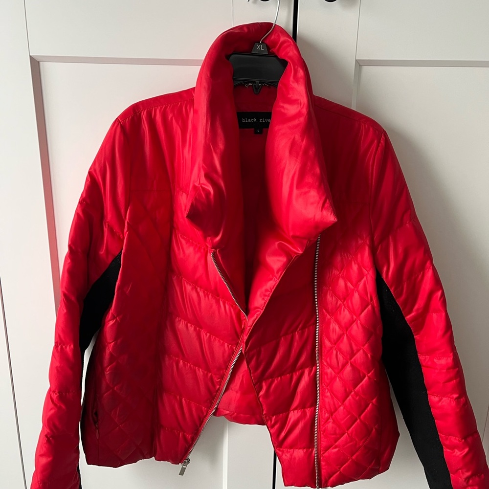 Black Rivet Red Down Women's Puffer Coat Size L W… - image 1